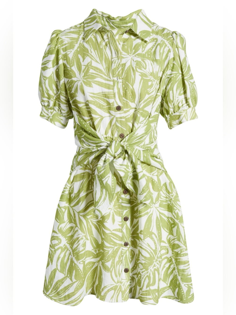 Rachel Parcell Palm Print Cinched Shirt Dress